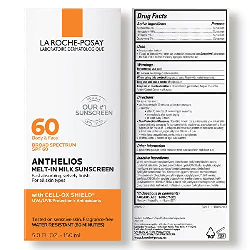 La Roche-Posay Anthelios Melt-In Sunscreen Milk Body & Face Sunscreen Lotion ...
