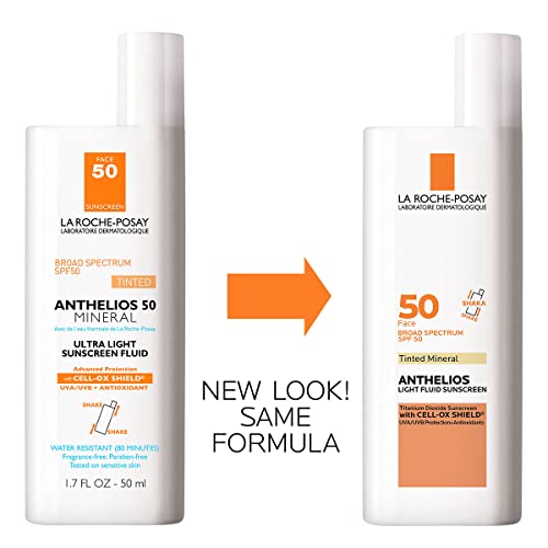La Roche-Posay Anthelios Tinted Sunscreen SPF 50, Ultra-Light Fluid Broad Spe...