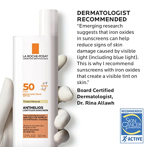 La Roche-Posay Anthelios Tinted Sunscreen SPF 50, Ultra-Light Fluid Broad Spe...