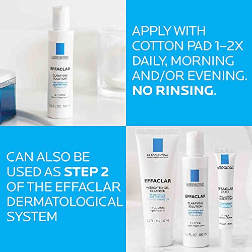 La Roche-Posay Effaclar Clarifying Solution Acne Toner with Salicylic Acid an...