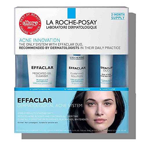 La Roche-Posay Effaclar Dermatological Acne Treatment 3-Step System with Medi...