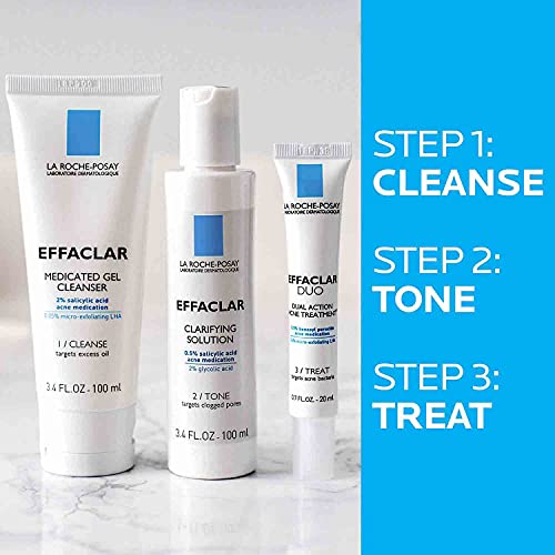 La Roche-Posay Effaclar Dermatological Acne Treatment 3-Step System with Medi...