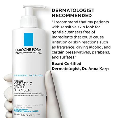 La Roche-Posay Toleriane Hydrating Gentle Facial Cleanser, Daily Face Wash wi...