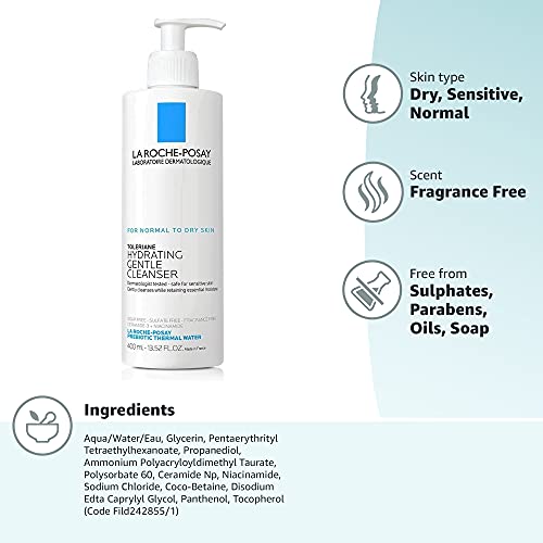 La Roche-Posay Toleriane Hydrating Gentle Facial Cleanser, Daily Face Wash wi...