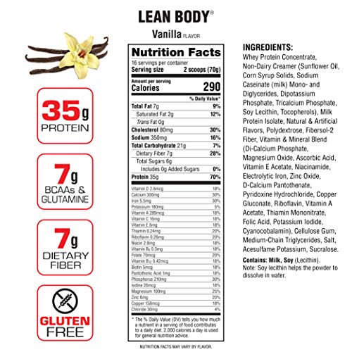 Labrada Nutrition Lean Body Hi-Protein Meal Replacement Shake, Vanilla, 2.47-...