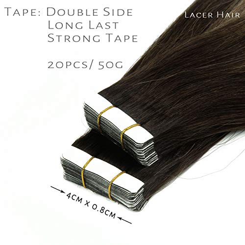 Lacerhair 22 Inch Balayage Tape in Hair Extensions Human Hair Ombre 2/12 Dark...