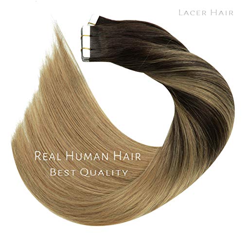 Lacerhair 22 Inch Balayage Tape in Hair Extensions Human Hair Ombre 2/12 Dark...