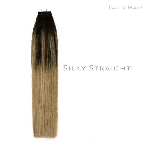Lacerhair 22 Inch Balayage Tape in Hair Extensions Human Hair Ombre 2/12 Dark...