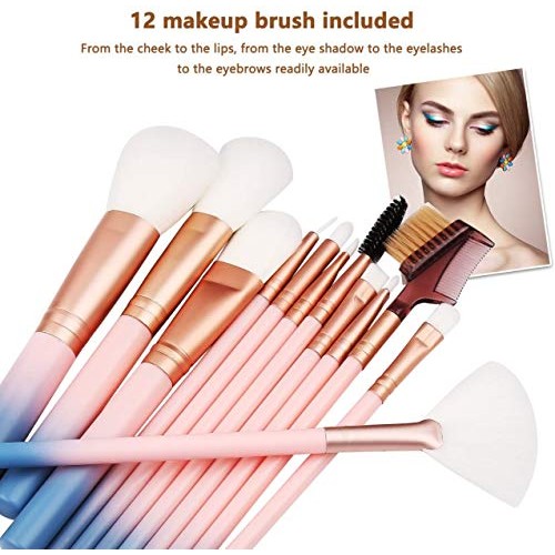Makeup Brush Sets - 12 Pcs Makeup Brushes for Foundation Eyeshadow Eyebrow Ey...