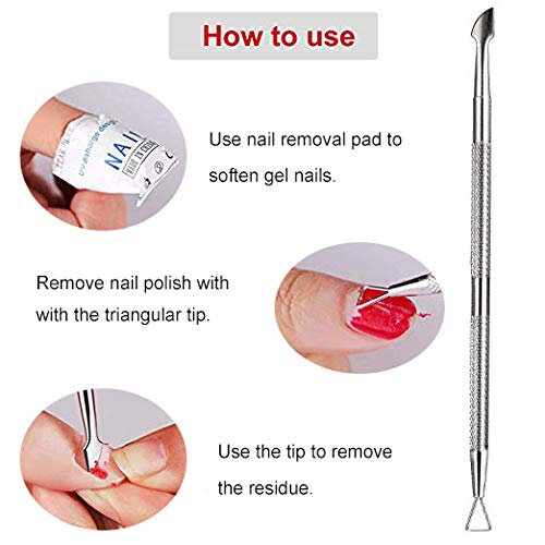 Nail Cuticle Pusher - 2 Pack Stainless Triangle Gel Nail Polish Remover Cutic...