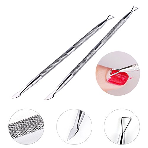 Nail Cuticle Pusher - 2 Pack Stainless Triangle Gel Nail Polish Remover Cutic...