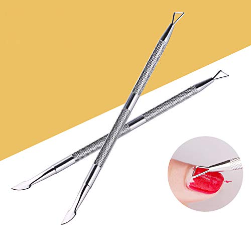 Nail Cuticle Pusher - 2 Pack Stainless Triangle Gel Nail Polish Remover Cutic...