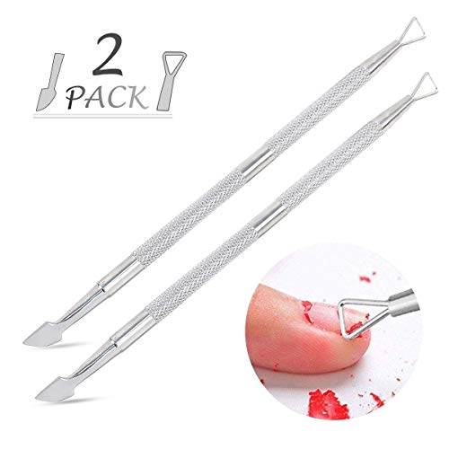 Nail Cuticle Pusher - 2 Pack Stainless Triangle Gel Nail Polish Remover Cutic...