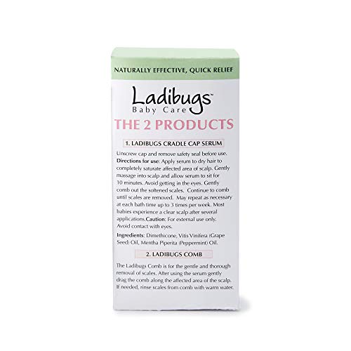 Ladibugs Cradle Cap Remedy Kit, 3oz | Includes Cradle Cap Serum & Fine-Toothe...