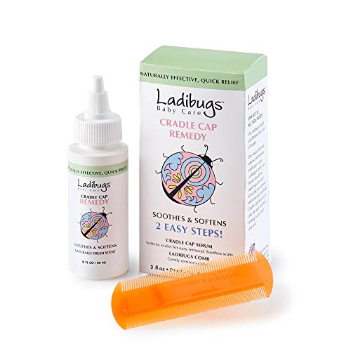 Ladibugs Cradle Cap Remedy Kit, 3oz | Includes Cradle Cap Serum & Fine-Toothe...