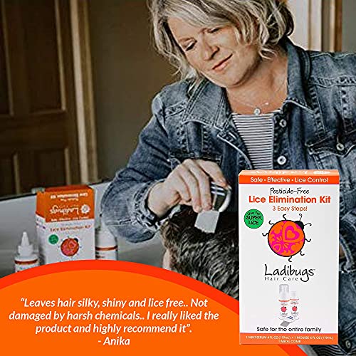 Ladibugs One and Done Lice Treatment Kit - 3-Step Elimination - Comb, Mousse,...