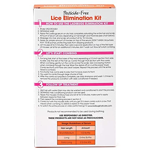 Ladibugs One and Done Lice Treatment Kit - 3-Step Elimination - Comb, Mousse,...
