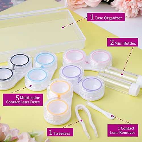 Lady Up Contact Lens Case Kit & 6 Pack Portable Clear Contact Lens Case with ...