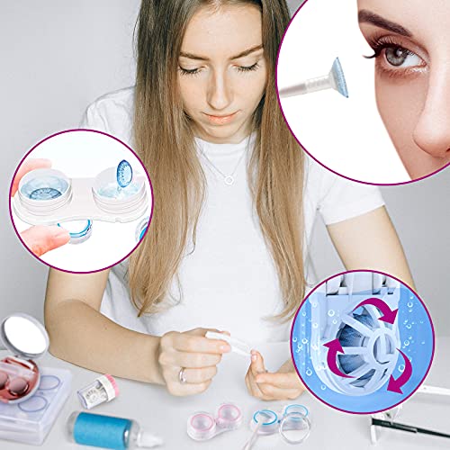 Lady Up Contact Lens Case Kit & 6 Pack Portable Clear Contact Lens Case with ...