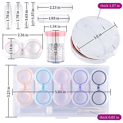 Lady Up Contact Lens Case Kit & 6 Pack Portable Clear Contact Lens Case with ...