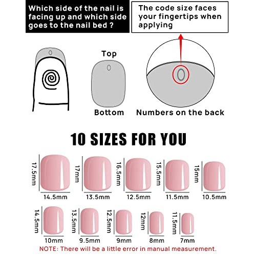 LADYING 144 PCS Glossy Press on Nails Short, Acrylic Press ons False Nails fo...