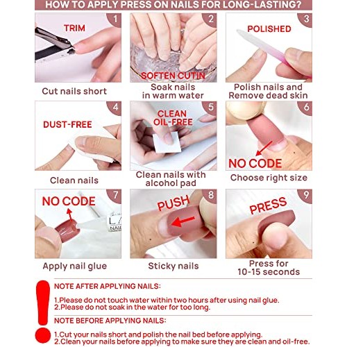 LADYING 144 PCS Glossy Press on Nails Short, Acrylic Press ons False Nails fo...