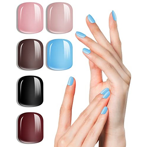 LADYING 144 PCS Glossy Press on Nails Short, Acrylic Press ons False Nails fo...