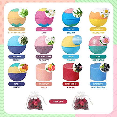 Organic Bath Bombs for Kids and Women (25 Pcs with 3 Bubble Bars & Dried Flow...