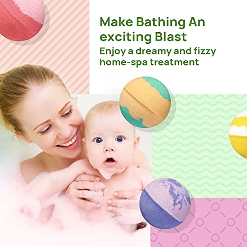 Organic Bath Bombs for Kids and Women (25 Pcs with 3 Bubble Bars & Dried Flow...
