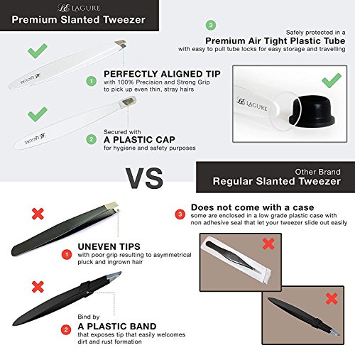 Slant Tweezers - Best for Shaping Eyebrows, Applying False Lashes, Hair Remov...
