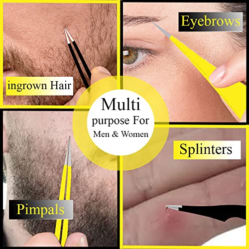 Super Sharp Pointed Tweezers Precision Fine Point Tip Ingrown Hair Tweezers K...