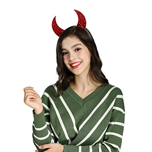 Devil Horns Headband for Halloween women girls (Red)