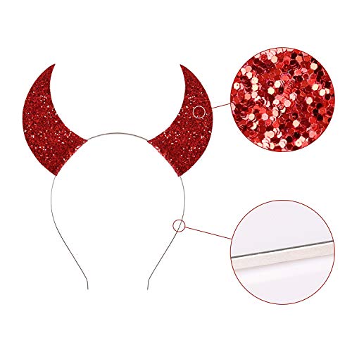 Devil Horns Headband for Halloween women girls (Red)