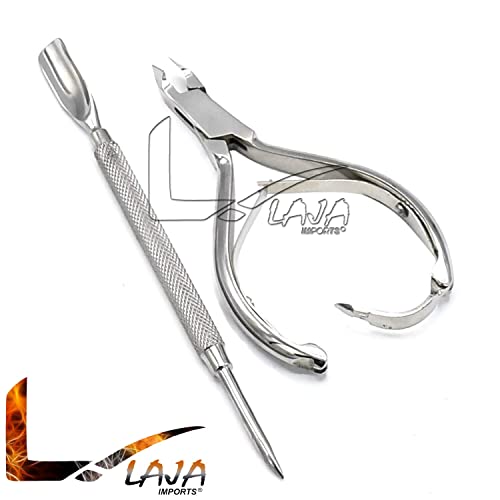 LAJA Imports 2 Pcs Professional Nail Cuticle Spoon Pusher Remover Cutter Nipp...