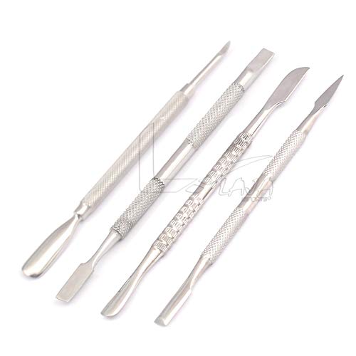 LAJA Imports 4 Pcs Stainless Steel Cuticle Pusher Remover for Dead Skin Manic...