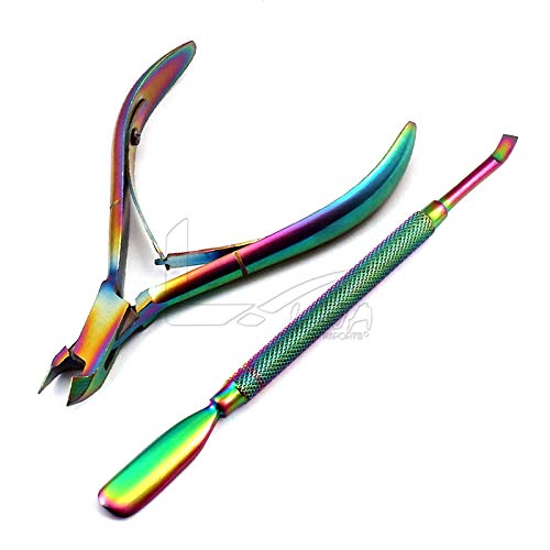 LAJA Imports Cuticle Nipper with Cuticle Pusher Cuticle Trimmer Stainless Ste...