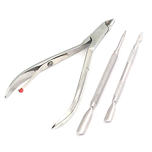 LAJA Imports Cuticle Pusher and Cutter Stainless Steel Nail Cuticle Remover a...