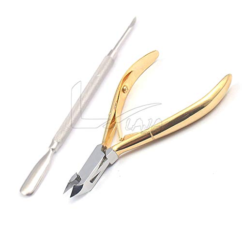 LAJA Imports Hangnail Clipper, 1/2 Jaw Cuticle Nipper, Gold Plated Cuticle Pu...