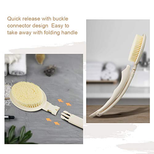 3 in 1 Bath Body Brush Set,Foldable Shower Brush with Extra Long Handle, Head...