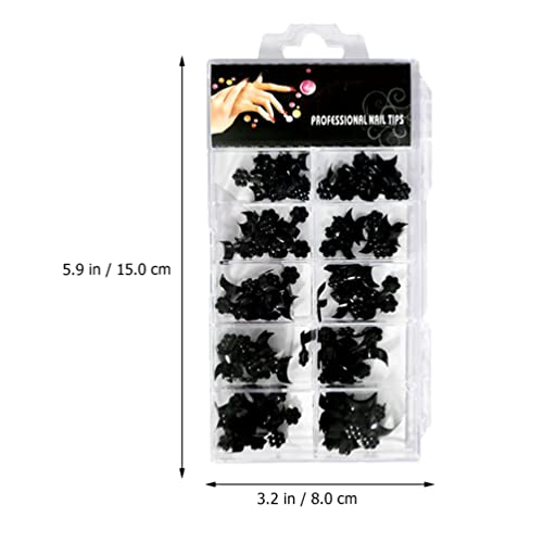 LALAFINA French Short Style Acrylic False Nail: Black Art Tips Finger Sticker...