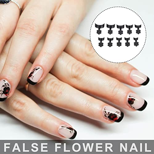 LALAFINA French Short Style Acrylic False Nail: Black Art Tips Finger Sticker...