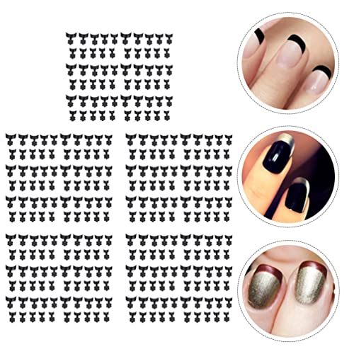 LALAFINA French Short Style Acrylic False Nail: Black Art Tips Finger Sticker...