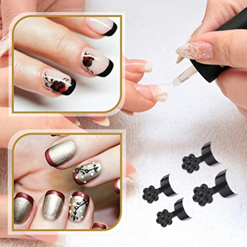 LALAFINA French Short Style Acrylic False Nail: Black Art Tips Finger Sticker...