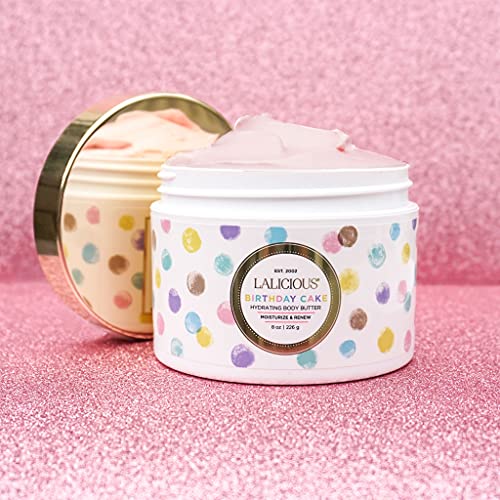 LALICIOUS Birthday Cake Shimmering Body Butter - Hydrating Body & Skin Moistu...