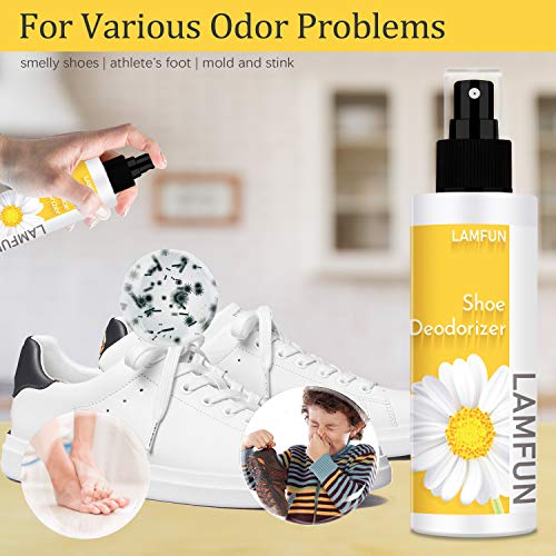 Shoe Deodorizer Spray, LamFun Foot Odor Eliminator Spray, Natural Deodorant f...