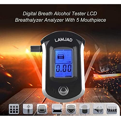 LAMJAD Breathalyzer, Portable Alcohol Tester with 31 Mouthpieces, Professiona...