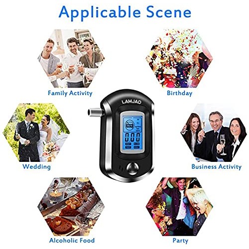 LAMJAD Breathalyzer, Portable Alcohol Tester with 31 Mouthpieces, Professiona...