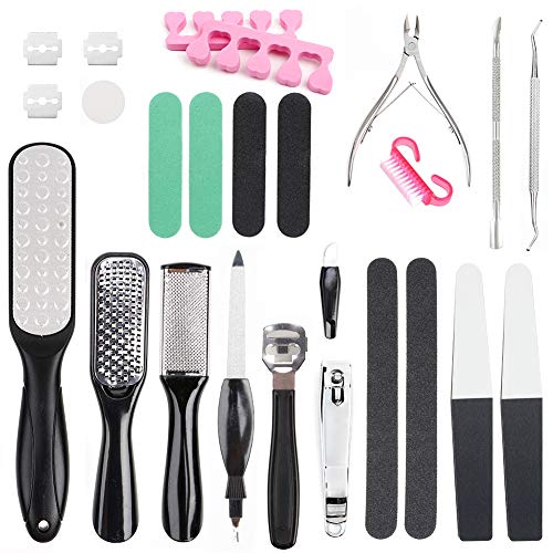 LAMPTOP 26 in 1 Professional Pedicure Kit, Pedicure Tools Set Foot Rasp Dead ...