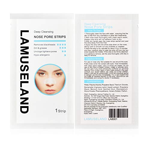 LAMUSELAND Deep Cleansing Pore Strips, 30 Pcs Nose Strip Set for Blackhead Re...