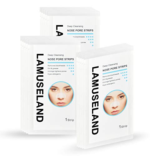 LAMUSELAND Deep Cleansing Pore Strips, 30 Pcs Nose Strip Set for Blackhead Re...